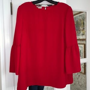 Red Blouse with Bell Sleeves